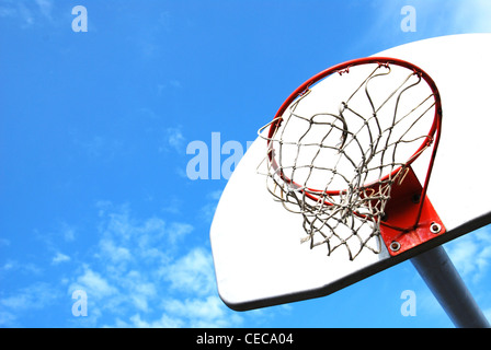 basket, basketball, blue,sky,hoop,sport,top,leisure, Stock Photo
