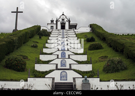 Azores San Miguel Island Portugal Vila Franca do Campo chapel Miradouro Stock Photo