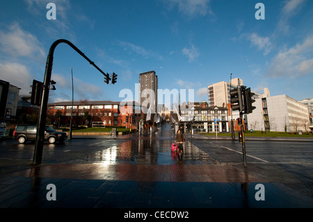 Looking up Howard Street from the A61 Sheffield City Centre, South Yorkshire UK Stock Photo