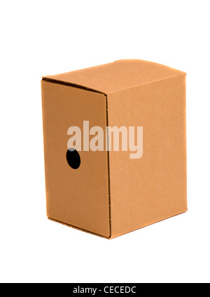 isolated on white brown cardboard box Stock Photo