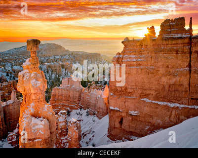 Sunrise at Thor's Hammer. Bryce Canyon National Park, Utah. Stock Photo