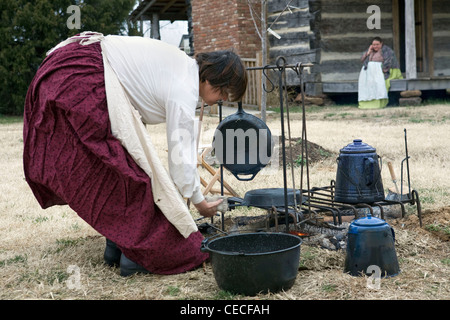 Reenactors of the 7th Tennessee Cavalry, Company C during a gathering at Parkers Crossroads, Tennessee. Stock Photo