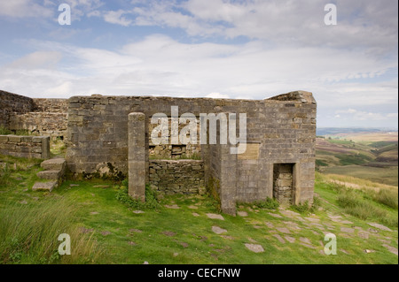 Top Withens, crumbling farmhouse ruin on wild remote Pennine moors (inspiration for Wuthering Heights?) - near Haworth, West Yorkshire, England, UK. Stock Photo