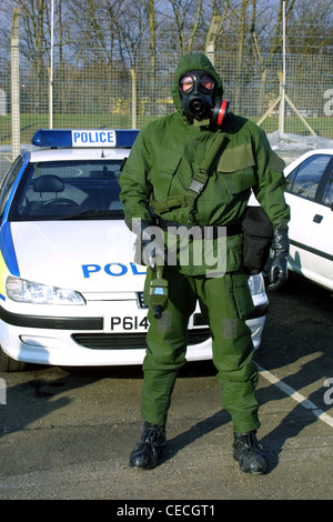 Policemen in England wearing chemical warfare suits Stock Photo - Alamy