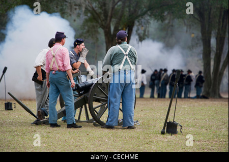 The Battle of Townsend's Plantation in Mount Dora, Florida. A Civil War Reenactment. Stock Photo
