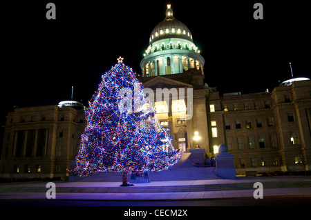 Idaho State Capitol Building and Christmas tree - 2011 Stock Photo
