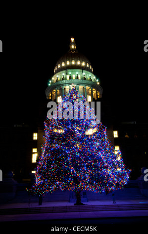Idaho State Capitol Building and Christmas tree - 2011 Stock Photo