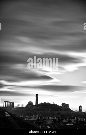 Calton Hill viewed from Leith, Edinburgh. Stock Photo