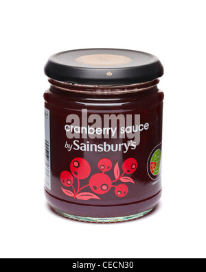 Cranberry sauce jar - cut out on white background Stock Photo