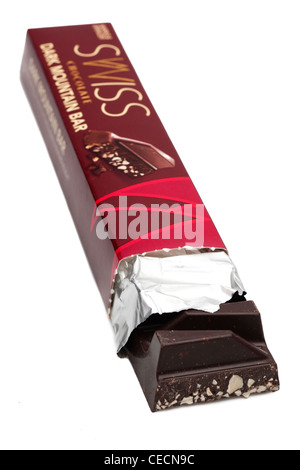 Chunky Swiss dark chocolate bar with almond nougat pieces from Stock Photo