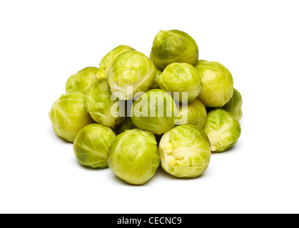 Brussel sprouts cooked on white background Stock Photo