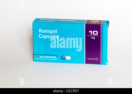 A pack of Ramipril Capsules, an ACE Inhibitor used in the treatment of high blood pressure. Stock Photo