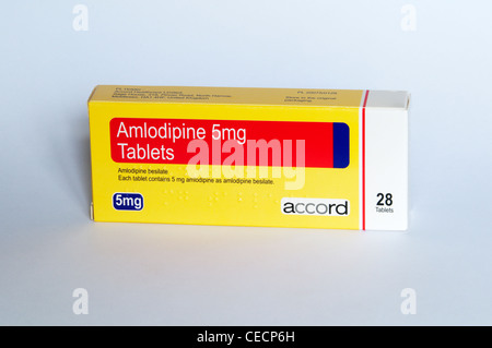 A packet of Amlodipine blood pressure tablets Stock Photo