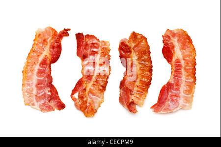 Bacon rashers on white background Stock Photo