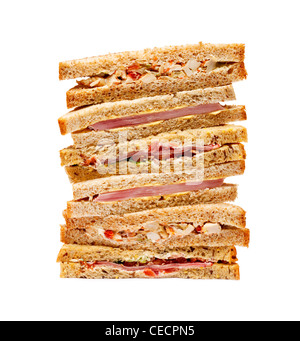 Sandwich stack on white background Stock Photo