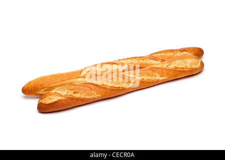 French bread baguettes on white background Stock Photo