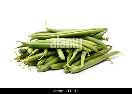 Green beans on white background Stock Photo