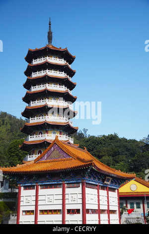 Pagoda at Western Monastery, Tsuen Wan, New Territories, Hong Kong, China Stock Photo