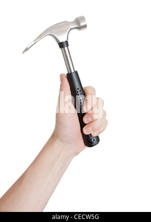 Hand holding a hammer Stock Photo