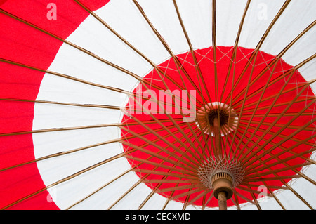 Traditional Japanese red and white paper umbrella Stock Photo