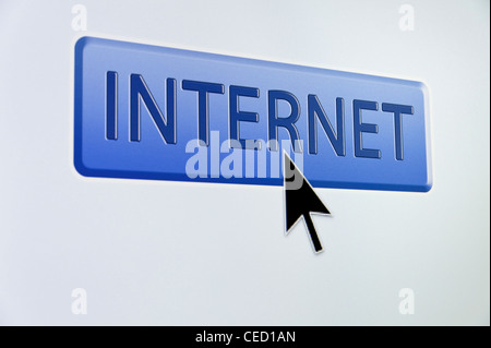 Cursor arrow hovers over an INTERNET button Stock Photo