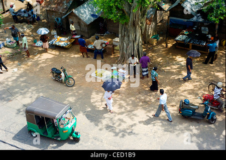 Aerial view on busy Sri Lankan street in Galle. Galle is the main city in south of Sri Lanka Stock Photo
