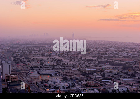 Sunset at the Persian Gulf, megacity, Jumeirah, Dubai, United Arab Emirates, Middle East Stock Photo