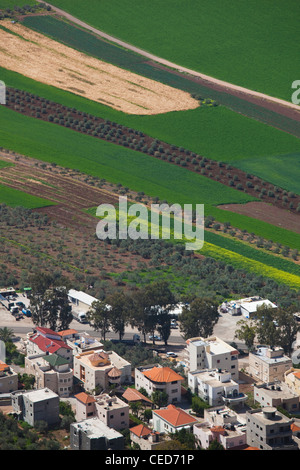 Israel, The Galilee, Mount Tabor, site of the biblical transfiguration, elevated view of the village of Daburiya Stock Photo