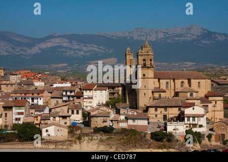 The village of Elciego, in the wine producing region of Rioja, the church of San Andres. Stock Photo