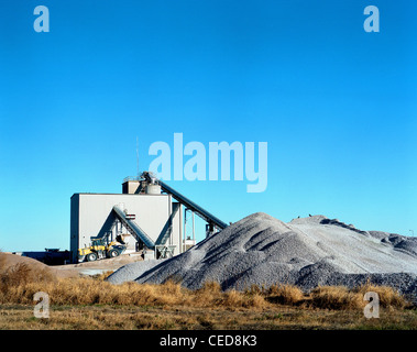 A pile of crushed concrete at a concrete and brick manufacturing plant near Kearney, Nebraska, USA. Stock Photo