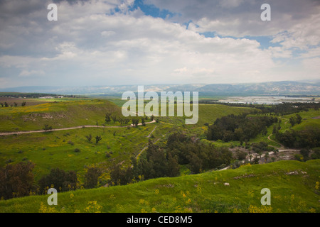 Israel, The Galilee, Beit She-An, Beit She-An National Park, view towards Jordan Stock Photo