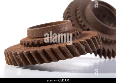 Rusty gears on a white background isolated Stock Photo