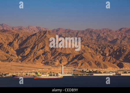 Israel, The Negev, Eilat, elevated view of Aqaba, Jordan Stock Photo