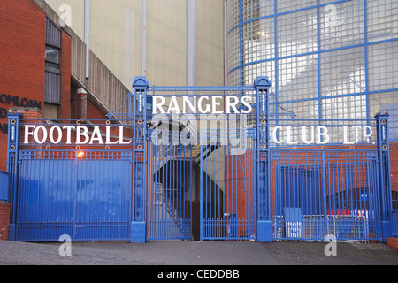 Glasgow Rangers football club blue gates of Ibrox stadium Stock Photo