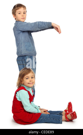 boy with girl represent  letter C Stock Photo