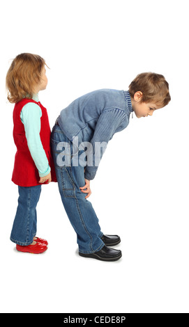 boy with girl represent  letter K Stock Photo
