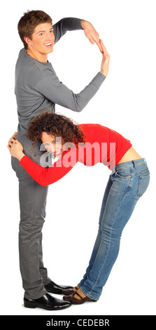 young man and woman represents  letter B from alphabet Stock Photo