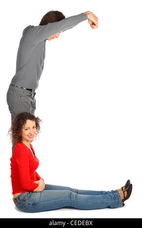 young man and woman represents  letter C from alphabet Stock Photo