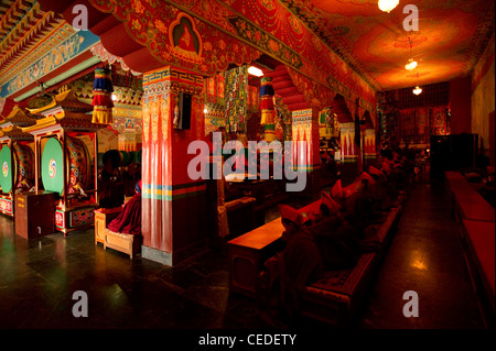 Inside a Buddhist Monastery in Sikkim India Stock Photo