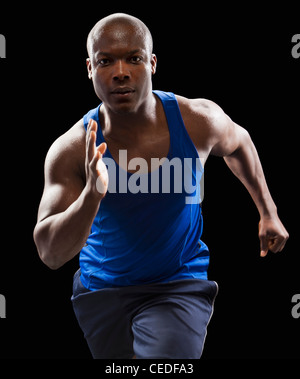African American athlete running Stock Photo