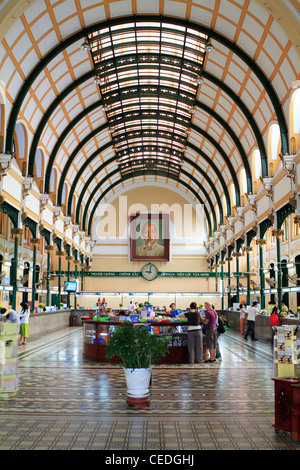 Ho Chi Minh, Vietnam – February 5, 2012: Inside the Ho Chi Minh post office at Ho Chi Minh City, Vietnam (For editorial use) Stock Photo