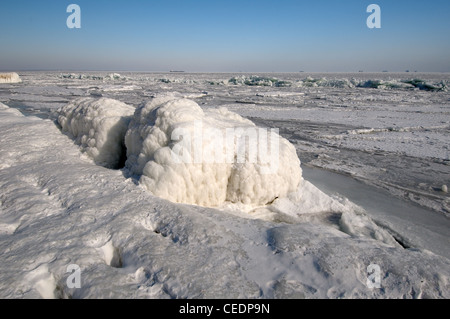 Frozen Black Sea, a rare phenomenon, Odessa, Ukraine, Eastern Europe Stock Photo