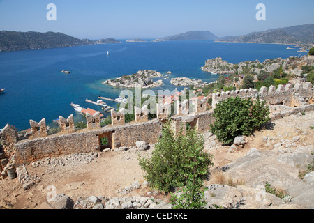 Turkey, Kalekoy, view of bay from old fort Stock Photo