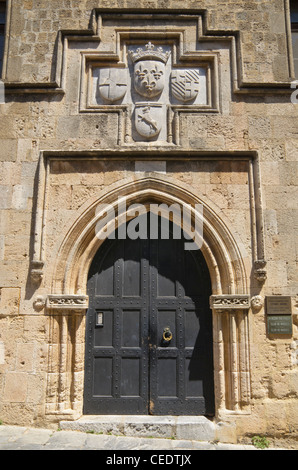 Four Coat of Arms above the Inn of Provence, Ippoton St, Rhodes Town, Rhodes Island, Dodecanese, Greece Stock Photo