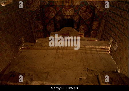 10th century murals of the ancient Alchi Monastery in a village beyond Leh, Ladakh Stock Photo