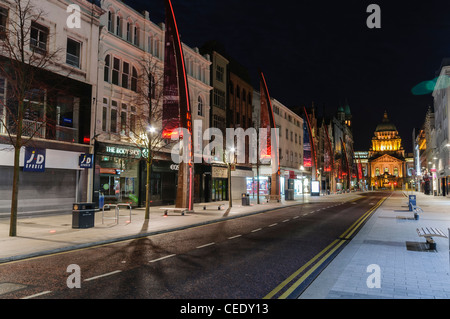 Donegall Place, Belfast, at night Stock Photo