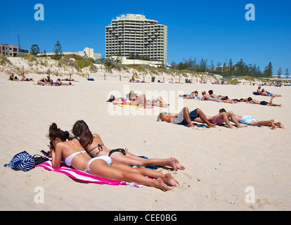 Sun bathers on Scarborough beach near Perth Western Australia