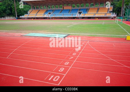 Stadium main stand and running track Stock Photo