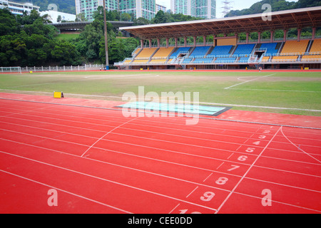 Stadium main stand and running track Stock Photo