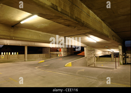 Empty multi storey car park at night Stock Photo